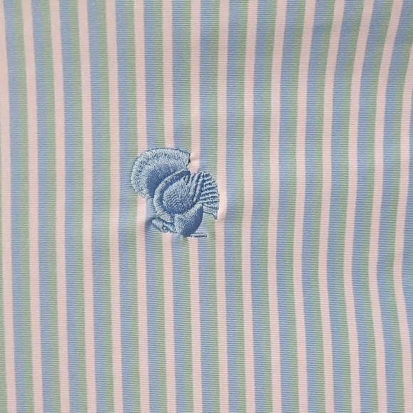 American Strutter Blue, Green, White Stripe Polo Shirt XL mens Golf Performance - Picture 2 of 5